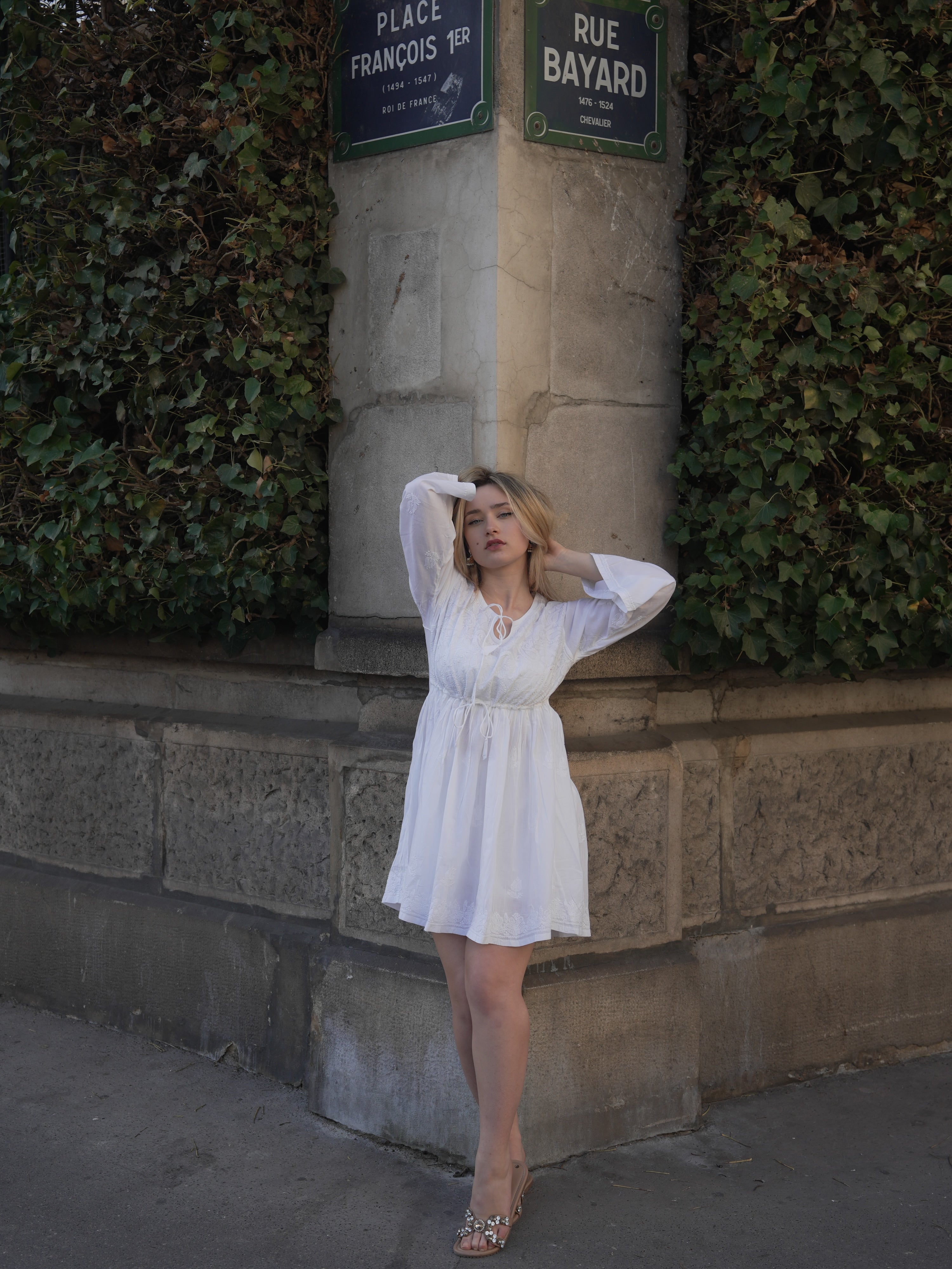 Été Chikankari Dress in White