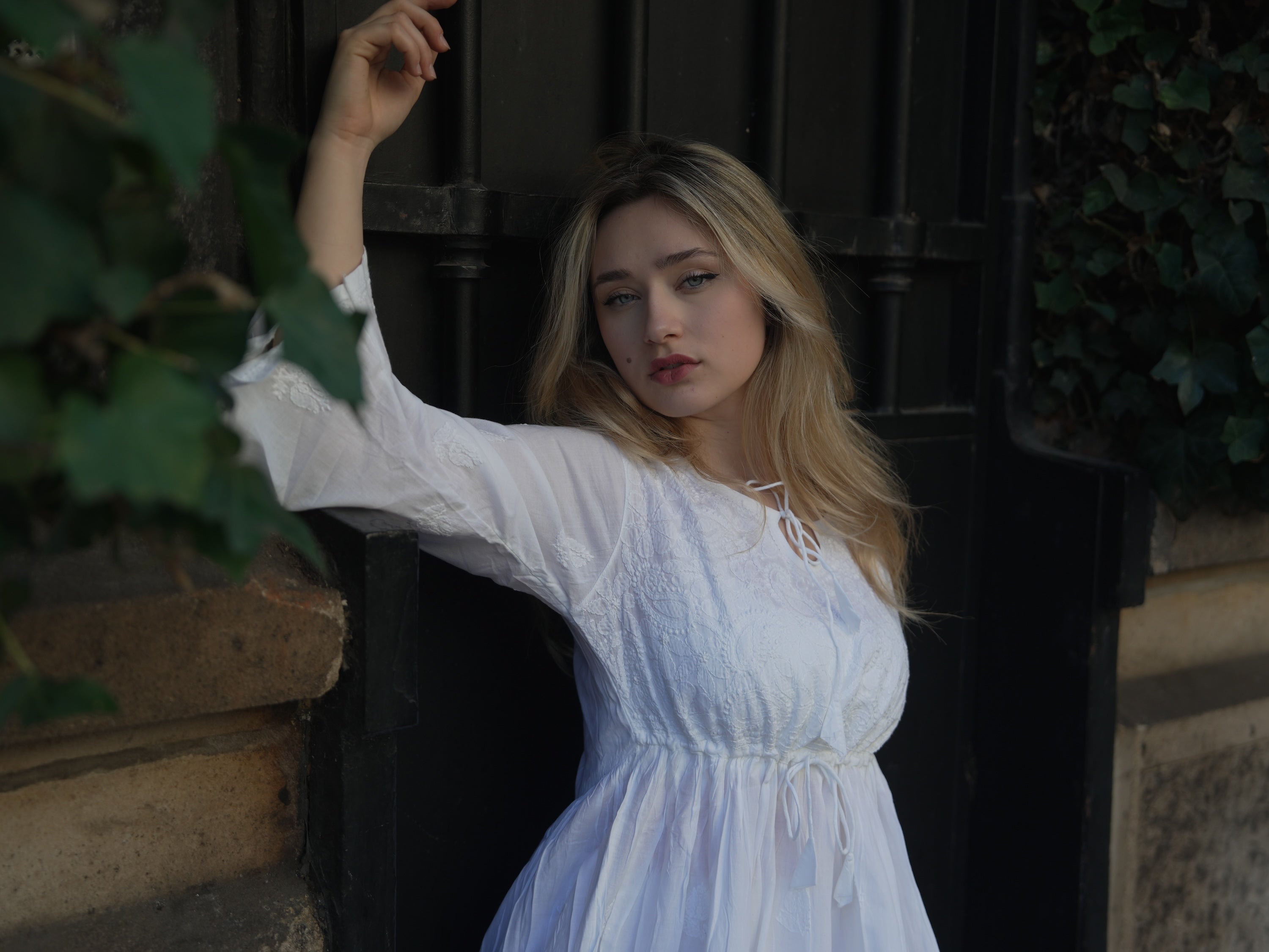 Été Chikankari Dress in White