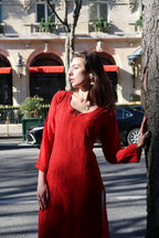 Amour Chikankari Kurti in Red