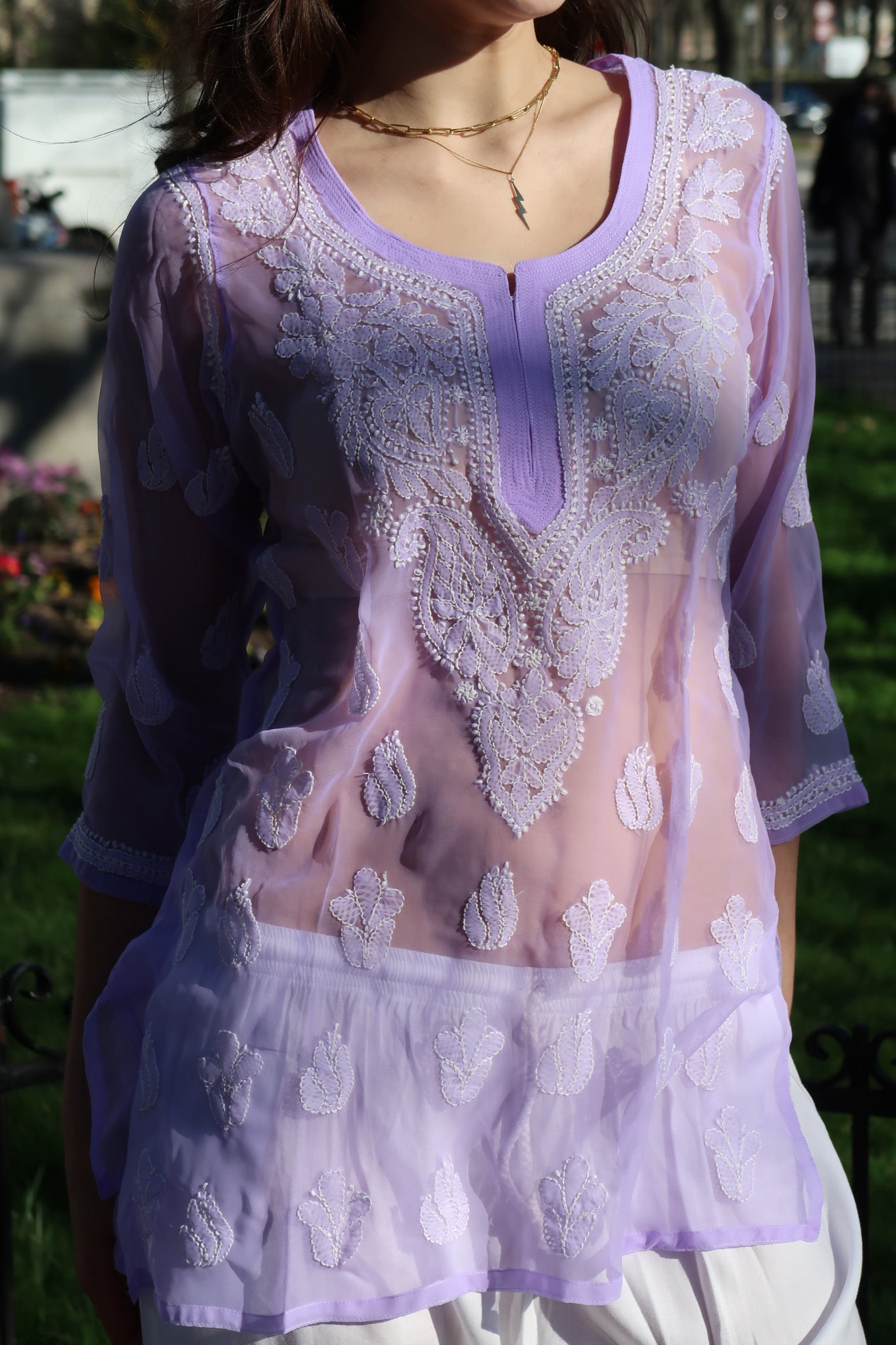 Sheer Printemps top in Lilac
