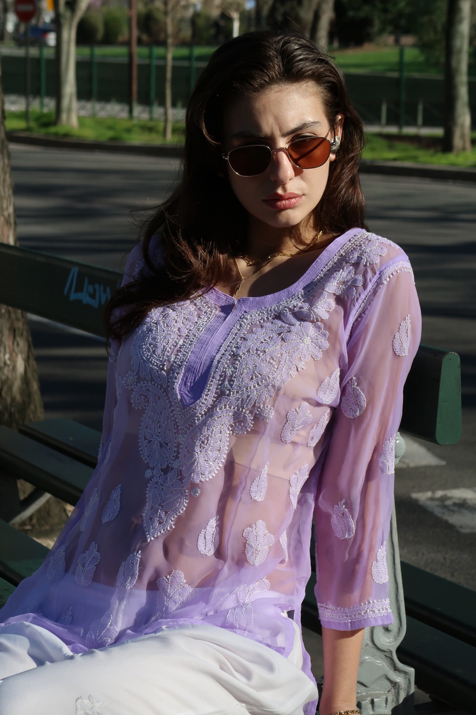 Sheer Printemps top in Lilac