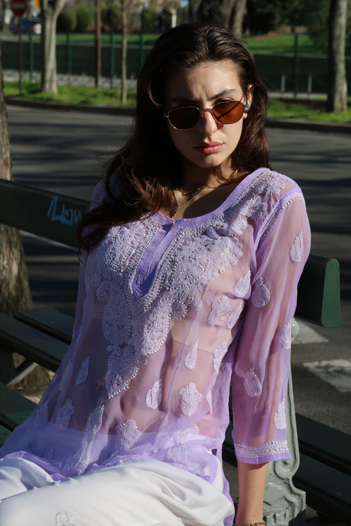 Sheer Printemps top in Lilac