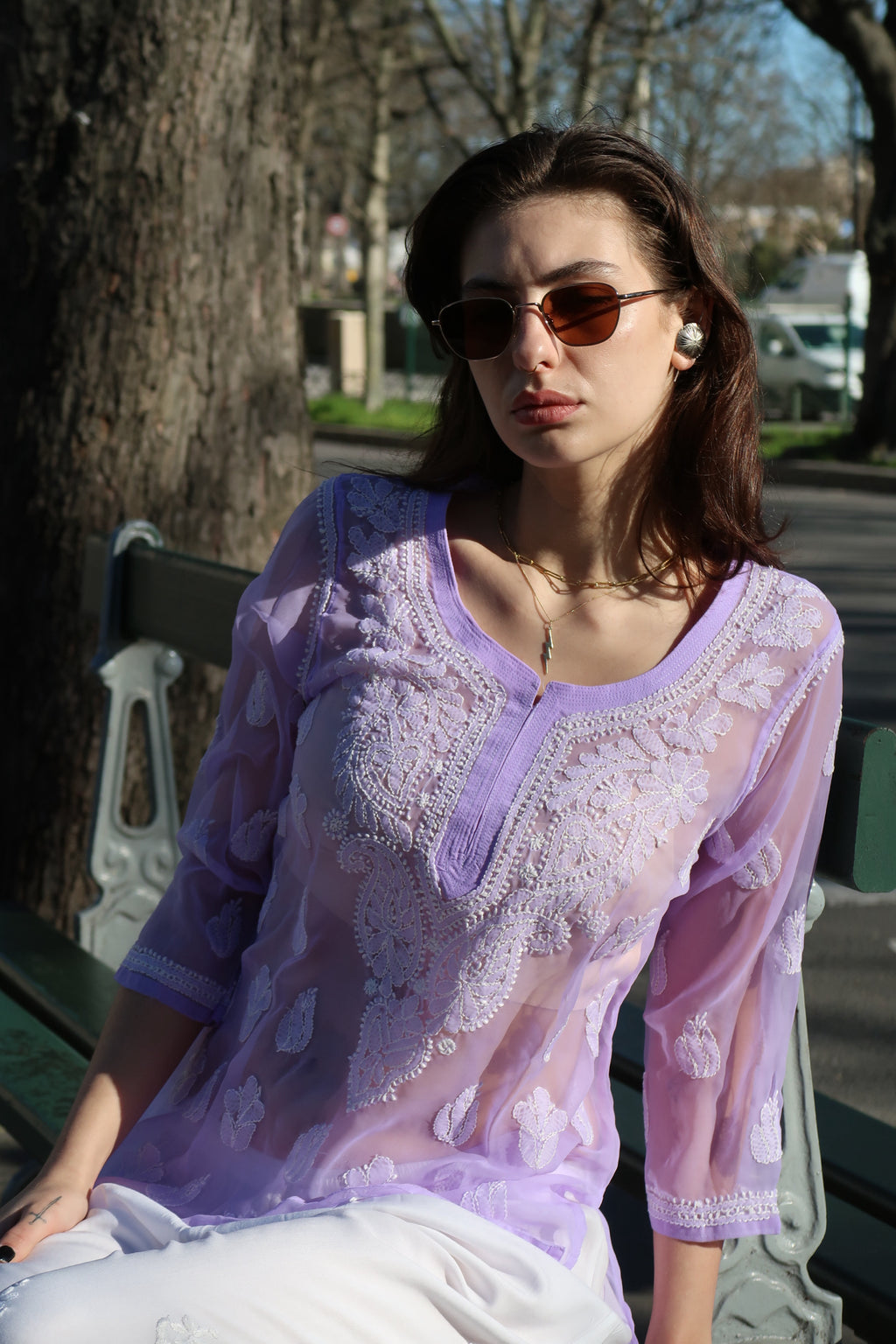 Sheer Printemps top in Lilac
