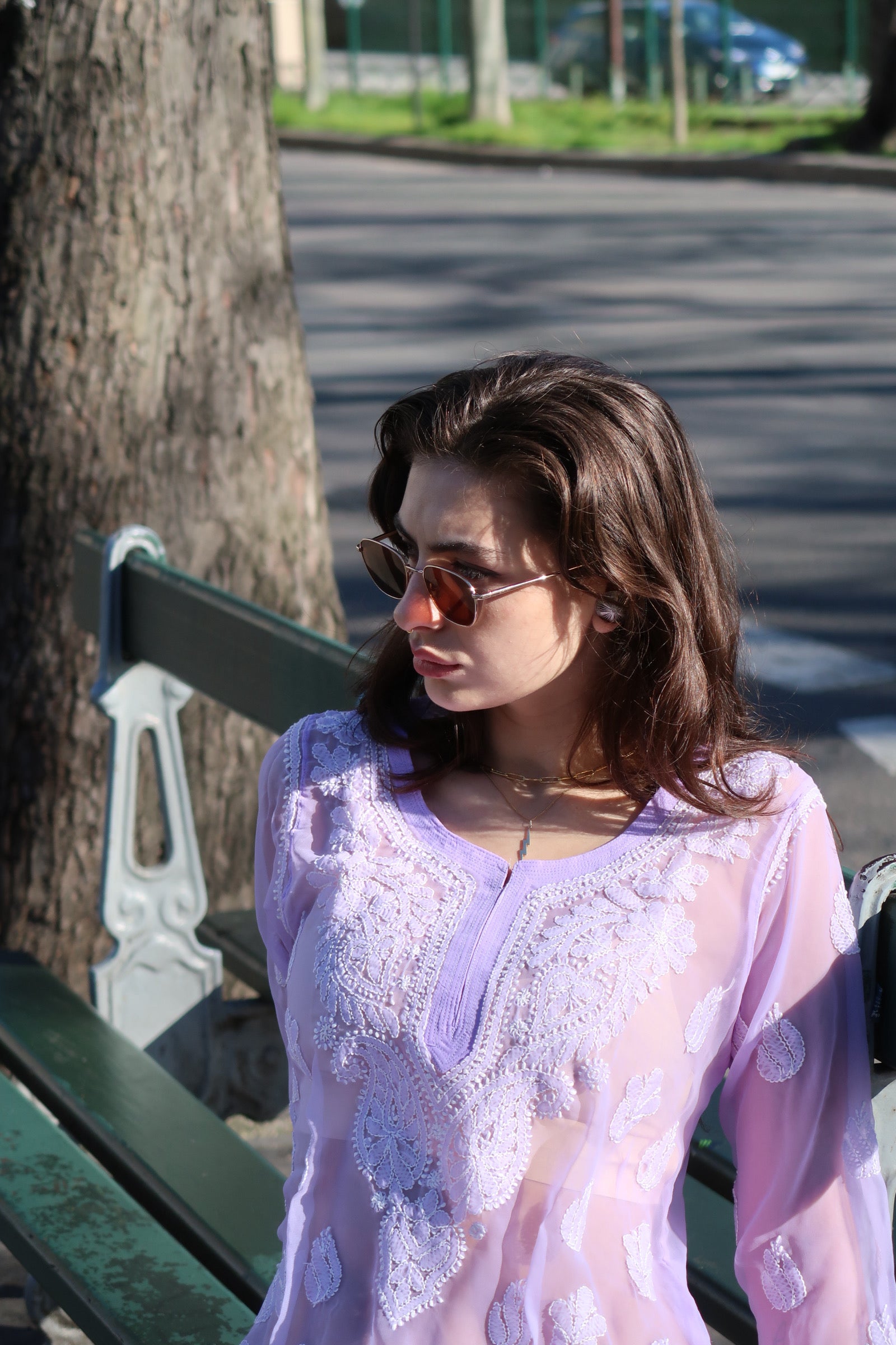 Sheer Printemps top in Lilac