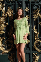 Verte Chikankari Chanderi Dress in Green
