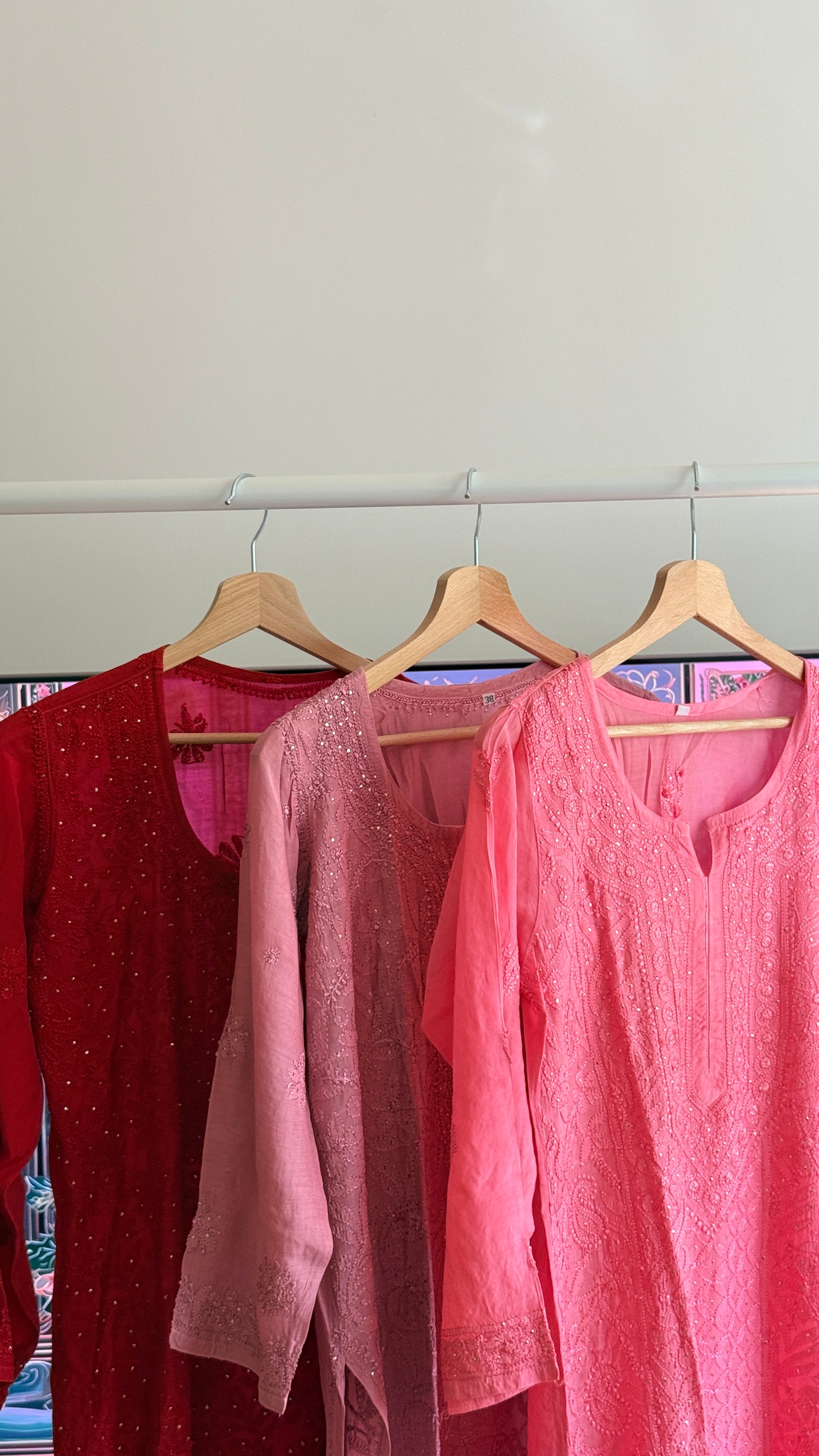 Amour Chikankari Kurti in Red